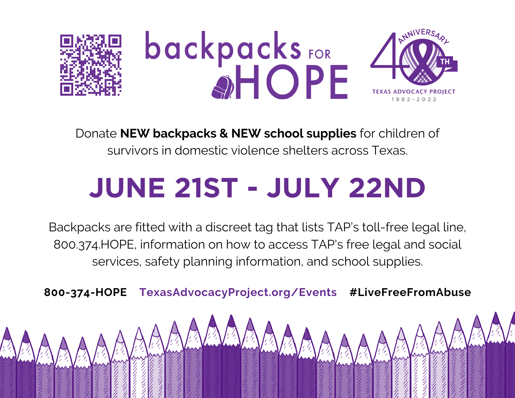 Backpacks For Hope | Texas Advocacy Project